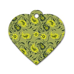 Floral Pattern Paisley Style Paisley Print   Dog Tag Heart (one Side) by Eskimos