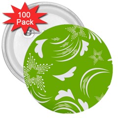 Folk Flowers Print Floral Pattern Ethnic Art 3  Buttons (100 Pack)  by Eskimos