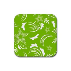 Folk Flowers Print Floral Pattern Ethnic Art Rubber Coaster (square) by Eskimos