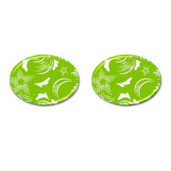 Folk Flowers Print Floral Pattern Ethnic Art Cufflinks (oval) by Eskimos