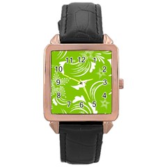 Folk Flowers Print Floral Pattern Ethnic Art Rose Gold Leather Watch  by Eskimos