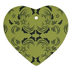 Floral Folk Damask Pattern Fantasy Flowers  Ornament (heart) by Eskimos