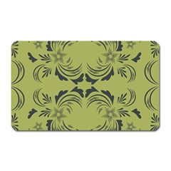 Floral Folk Damask Pattern Fantasy Flowers  Magnet (rectangular) by Eskimos