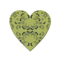 Floral Folk Damask Pattern Fantasy Flowers  Heart Magnet by Eskimos