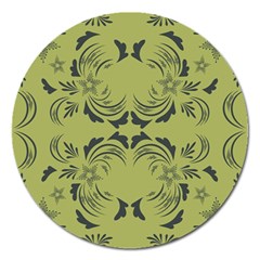 Floral Folk Damask Pattern Fantasy Flowers  Magnet 5  (round) by Eskimos