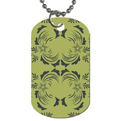 Floral Folk Damask Pattern Fantasy Flowers  Dog Tag (one Side) by Eskimos