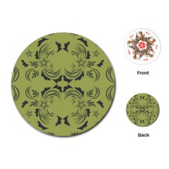 Floral Folk Damask Pattern Fantasy Flowers  Playing Cards Single Design (round) by Eskimos