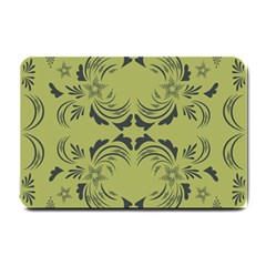 Floral Folk Damask Pattern Fantasy Flowers  Small Doormat 