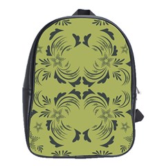 Floral Folk Damask Pattern Fantasy Flowers  School Bag (large) by Eskimos