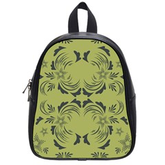 Floral Folk Damask Pattern Fantasy Flowers  School Bag (small) by Eskimos