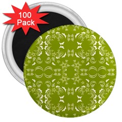 Floral Folk Damask Pattern  3  Magnets (100 Pack) by Eskimos