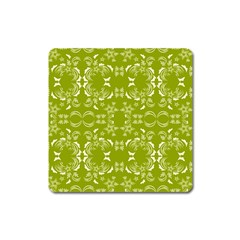 Floral Folk Damask Pattern  Square Magnet by Eskimos