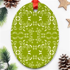 Floral Folk Damask Pattern  Oval Ornament (two Sides) by Eskimos