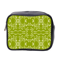 Floral Folk Damask Pattern  Mini Toiletries Bag (two Sides) by Eskimos