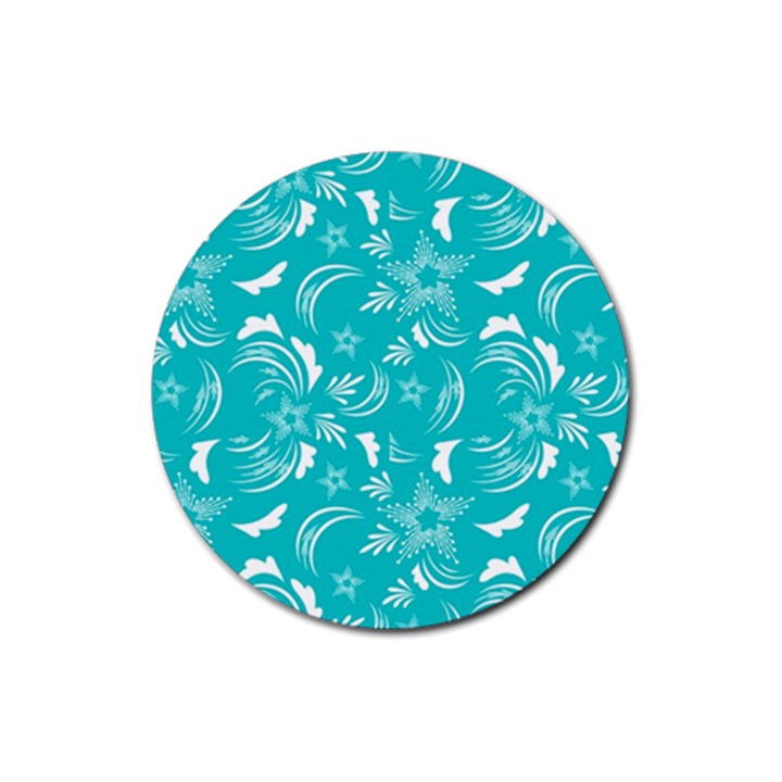 Folk flowers print Floral pattern Ethnic art Rubber Coaster (Round)