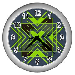 Abstract Geometric Design    Wall Clock (silver) by Eskimos