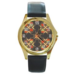 Abstract Geometric Design    Round Gold Metal Watch by Eskimos