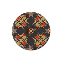 Abstract Geometric Design    Rubber Round Coaster (4 Pack) by Eskimos