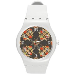 Abstract Geometric Design    Round Plastic Sport Watch (m) by Eskimos