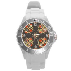 Abstract Geometric Design    Round Plastic Sport Watch (l) by Eskimos