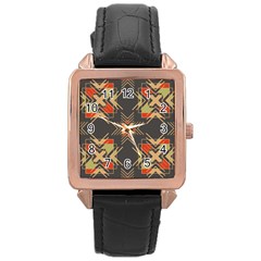 Abstract Geometric Design    Rose Gold Leather Watch  by Eskimos