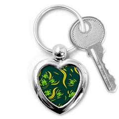 Folk Flowers Print Floral Pattern Ethnic Art Key Chain (heart) by Eskimos