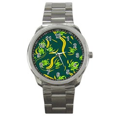 Folk Flowers Print Floral Pattern Ethnic Art Sport Metal Watch by Eskimos