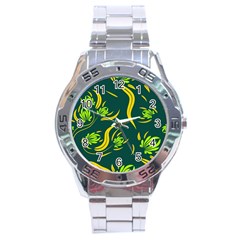 Folk Flowers Print Floral Pattern Ethnic Art Stainless Steel Analogue Watch by Eskimos