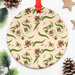 Folk Flowers Print Floral Pattern Ethnic Art Ornament (round) by Eskimos