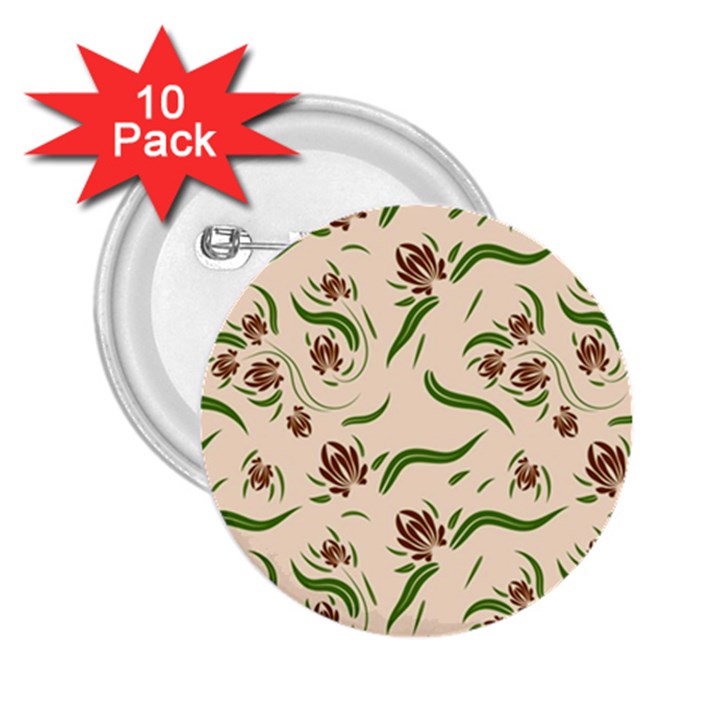 Folk flowers print Floral pattern Ethnic art 2.25  Buttons (10 pack) 