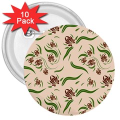 Folk Flowers Print Floral Pattern Ethnic Art 3  Buttons (10 Pack)  by Eskimos