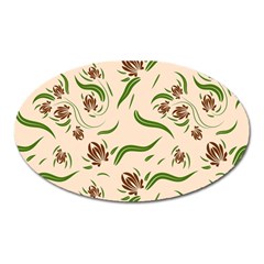 Folk Flowers Print Floral Pattern Ethnic Art Oval Magnet by Eskimos