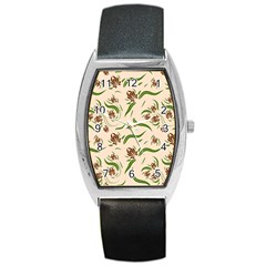 Folk Flowers Print Floral Pattern Ethnic Art Barrel Style Metal Watch by Eskimos