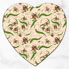 Folk Flowers Print Floral Pattern Ethnic Art Jigsaw Puzzle (heart) by Eskimos