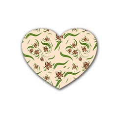 Folk Flowers Print Floral Pattern Ethnic Art Rubber Heart Coaster (4 Pack) by Eskimos