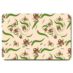 Folk Flowers Print Floral Pattern Ethnic Art Large Doormat  by Eskimos