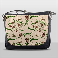 Folk Flowers Print Floral Pattern Ethnic Art Messenger Bag by Eskimos