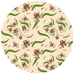 Folk Flowers Print Floral Pattern Ethnic Art Wooden Puzzle Round by Eskimos