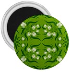 Floral folk damask pattern  3  Magnets Front