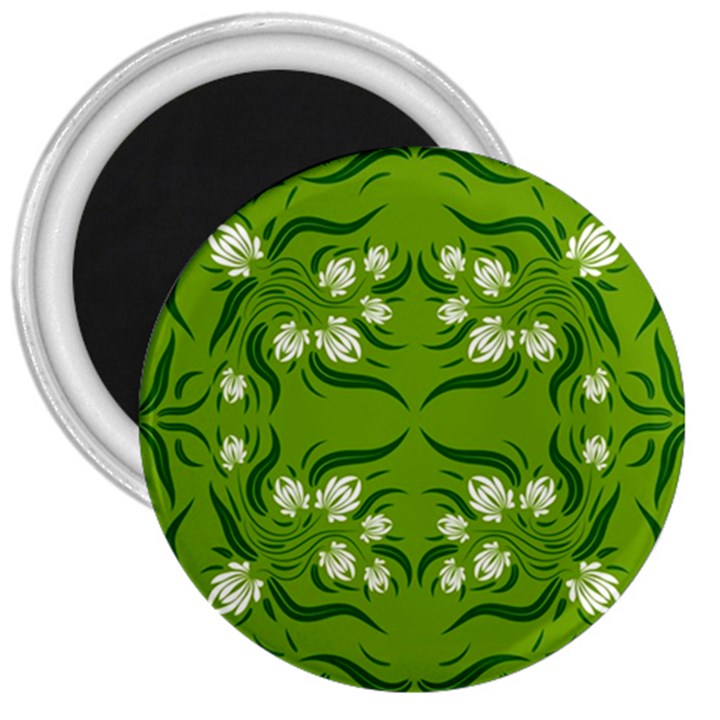 Floral folk damask pattern  3  Magnets