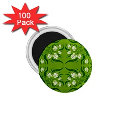 Floral Folk Damask Pattern  1 75  Magnets (100 Pack)  by Eskimos