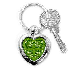 Floral Folk Damask Pattern  Key Chain (heart) by Eskimos