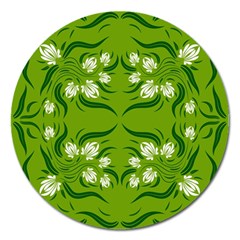 Floral Folk Damask Pattern  Magnet 5  (round) by Eskimos