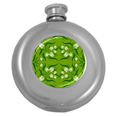 Floral Folk Damask Pattern  Round Hip Flask (5 Oz) by Eskimos