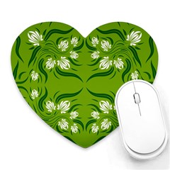 Floral Folk Damask Pattern  Heart Mousepads by Eskimos