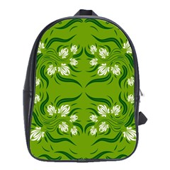 Floral Folk Damask Pattern  School Bag (large) by Eskimos