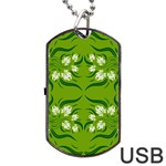 Floral folk damask pattern  Dog Tag USB Flash (Two Sides) Front