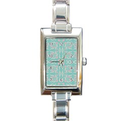 Floral Folk Damask Pattern  Rectangle Italian Charm Watch by Eskimos