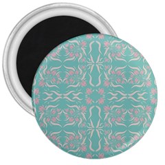 Floral Folk Damask Pattern  3  Magnets by Eskimos