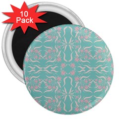 Floral Folk Damask Pattern  3  Magnets (10 Pack)  by Eskimos